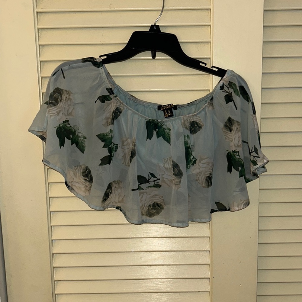 Teal Floral Print Crop Top!
